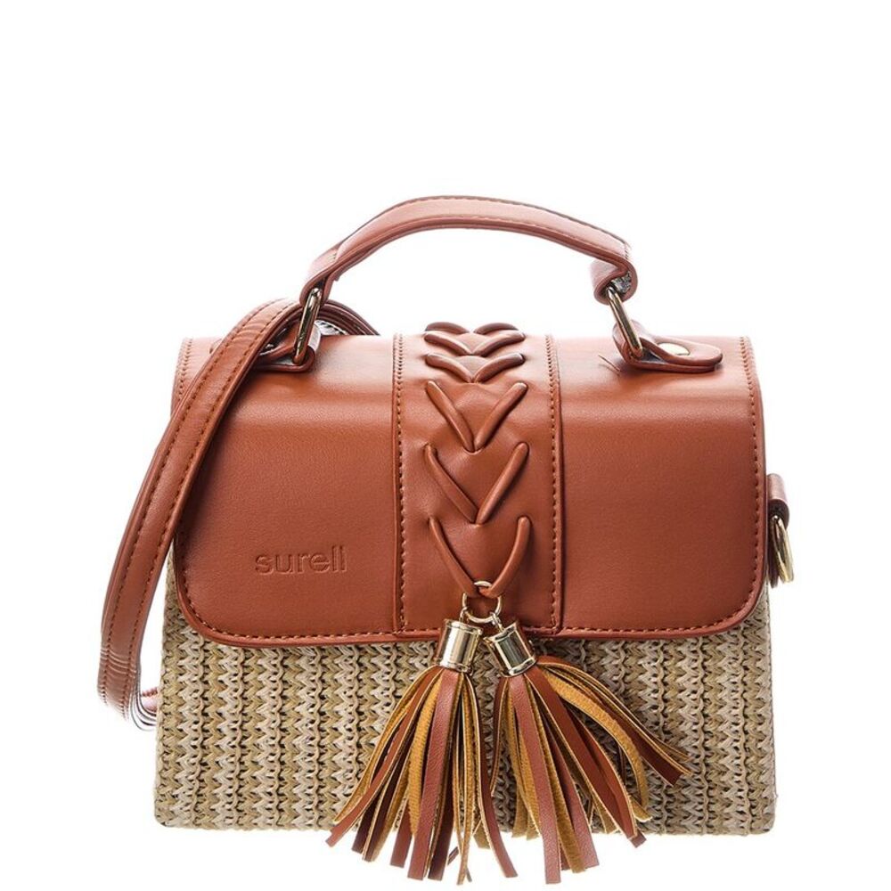 Surell Accessories Straw Crossbody
